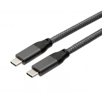 EXSYS EX-K1596-1.0 USB-C till USB-C-kabel, USB 3.2 Gen 2x2, 20 Gbps, 100W PD, flätad grå, 1,0 m