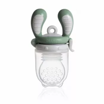 Kidsme Food Feeder Large grå - baby frukt- & grönsaksnibbler, 6+ månader, silikonpåse, BPA-fri