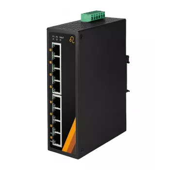 EXSYS EX-6226POE industriell 8-portars Gigabit PoE+ switch, 12-36VDC, DIN-skena