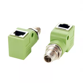 EXSYS M12 X-kodad 8-polig hane till RJ45 hona 90° industriell Ethernet-adapter, 10Gbps, IP67, skärmad EX-49542