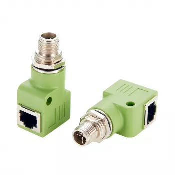 EXSYS M12 X-kodad 8-polig hane till RJ45 hona 90° industriell Ethernet-adapter, 10Gbps, IP67, skärmad EX-49542