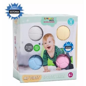 Gerardo's Toys GT7710 massage- och sensorikbollsset för baby, 4 st, olika texturer och färger, från 6 månader