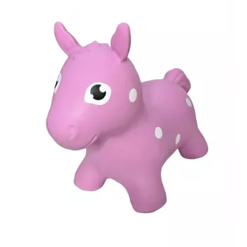 Gerardo's Toys rosa hopphäst – hoppdjur leksak för barn, slitstark PVC, 50 kg bärkraft, 28 cm sitthöjd, CE- och EN71-certifierad