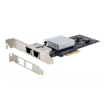 EXSYS Dual 10 Gigabit Ethernet PCIe x4-kort, Intel X550-AT2, 2x RJ45, låg profil EX-60222