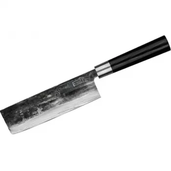 SAMURA SP5-0220 3-delat köksknivset, AUS-8 rostfria stålblad, svarta ABS-handtag, skalkniv, allroundkniv och kockkniv