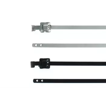 HellermannTyton MLT24SSC10 återanvändbara rostfria buntband, polyesterbelagda, svarta, 610 x 7,9 mm, 50 st 111-00149