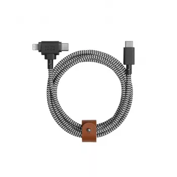 Native Union Belt Cable Duo USB-C till USB-C/Lightning flätad kabel 1,5 m svart