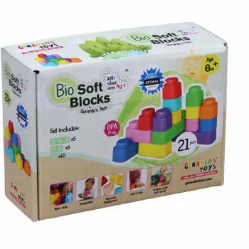Gerardo's Toys GT3104 mjuka byggklossar set, 21 delar, EVA-skum, flerfärgad, för barn från 6 månader