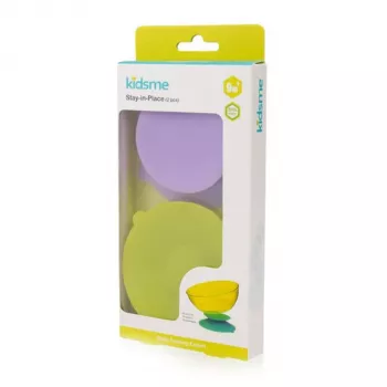 KIDSME Stay-in-Place sugmatta för skålar, flaskor och muggar, 2-pack, lime & lavendel