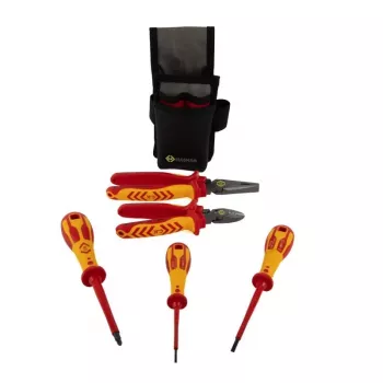 C.K T5980 Essential verktygssats, VDE 1000 V, med Magma bältesväska, CombiCutter3 160 mm, kombinationstång 185 mm och 3 Dextro VDE skruvmejslar