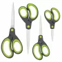 Rapesco Soft Grip saxset, 4 delar, rostfria blad, ergonomiska handtag, 21 cm/17 cm/13 cm/9 cm, svart/grå 1576