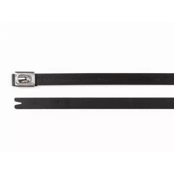 HellermannTyton 111-00294 MBT8HFC-SS316/SP-BK rostfritt buntband, 201 mm x 7,9 mm, svart, kulllås, UV-stabiliserat