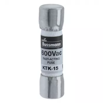 Eaton KTK-15 patron säkring, 15 A, 600 V AC/DC, ultrasnabb, 10 mm x 38 mm, 10-pack