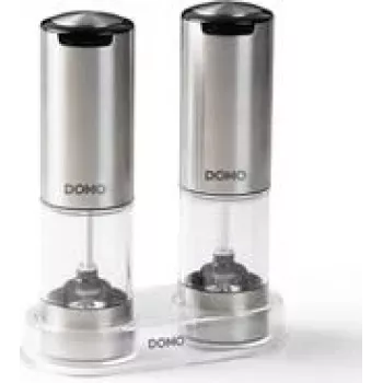 DOMO DO3102 uppladdningsbar elektrisk salt- och pepparkvarnssats med LED-ljus och keramiskt malverk