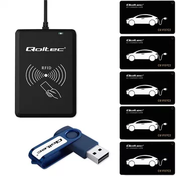 Qoltec Hotel EV System | EV-kortprogrammerare + programvara + 5 EV-kort
