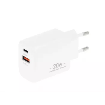 MOVANO GaN 20W USB-C PD + USB-A laddare (vit)