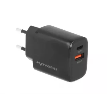 MOVANO GaN 30W USB-C PD + USB-A väggladdare (svart)