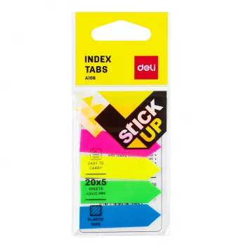 DELI Stick Up indexflaggor PP 50x12 mm 100 blad assorterade färger (D338199)