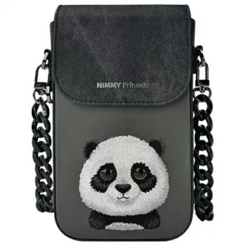 Nimmy Big Eyed Pet 2.0 Panda mobilväska - svart PU-läder