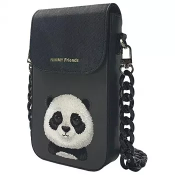 Nimmy Big Eyed Pet 2.0 Panda mobilväska - svart PU-läder