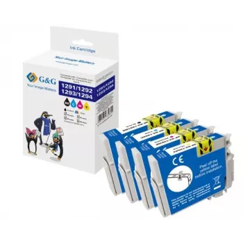G&G 14813 XL bläckpatron multipack för Epson T1295 (svart, cyan, magenta, gul)