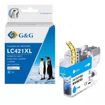 G&G kompatibel Brother LC421XLC bläckpatron hög kapacitet cyan (500 sidor)