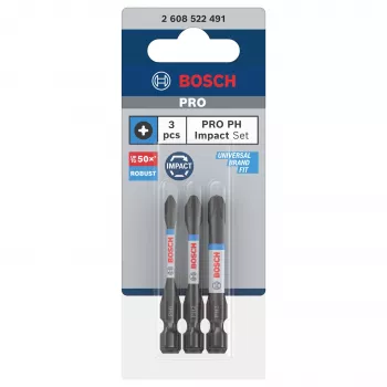 Bosch 2608522491 Phillips PH2 bitset, 3 st, 25 mm, 1/4 inch sexkantskaft