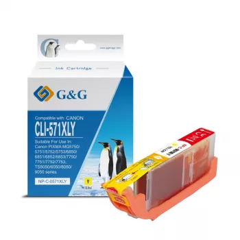 G&G XL gul bläckpatron kompatibel med Canon CLI-571XLY (13859)