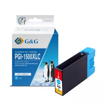 G&G kompatibel Canon PGI-1500XLC bläckpatron med hög kapacitet, cyan (9229B001)