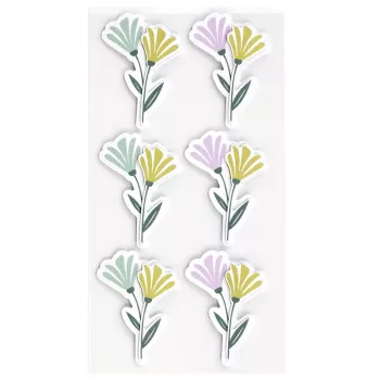 Artoz 3D blomma pappersklistermärken, 6 st, självhäftande, olika blommotiv för pyssel, scrapbooking, korttillverkning, dekorering, flerfärgad, matt yta 185600-222