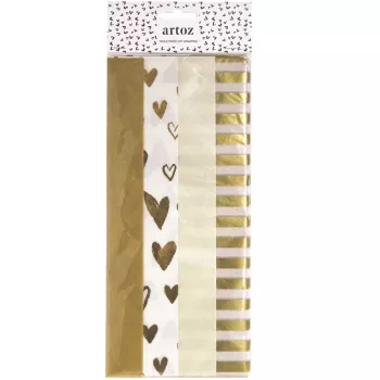 ARTOZ dekorativt silkespapper prickar guld/vit 50 x 70 cm (144500-76)