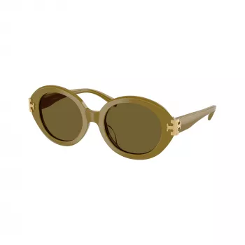 Tory Burch TY7210U damensolglasögon cat-eye, mörkbrun havannabåge, bruna gradientglas, 53-18-145 mm, UV-skydd TY7210U201073