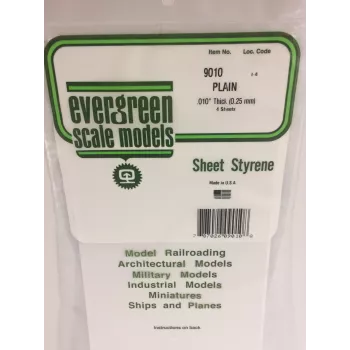 Evergreen 9010 polystyrenskiva 300 x 150 x 0,25 mm, vit, 4-pack