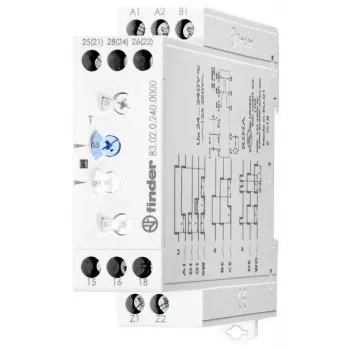 Finder 83.02.0.240.0003 multifunktionellt tidsrelä, 8 funktioner, 24-240V AC/DC, 2 växlare