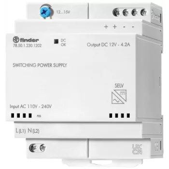 Finder 78.50.1.230.1202 DIN-skena nätaggregat 12 V DC 4,6 A 50 W