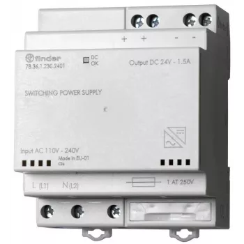 Finder 78.36.1.230.2402 switchat nätaggregat 36W 24V DC 1,5A DIN-skena
