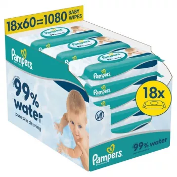 Pampers Aqua våtservetter för bebisar, 18 förpackningar, 1080 st