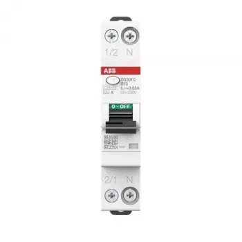 ABB DS301CA-B13/0.03 RCBO 1P+N 13A B-karakteristik 30mA 6kA typ A 2CSR255163R1135
