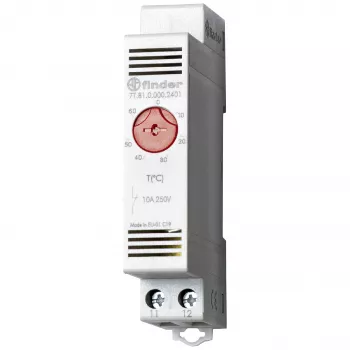 Finder kapslingstermostat 7T.81.0.000.2402, 1 NC-kontakt, 250 V AC, 10 A, 0-60 °C, DIN-skena