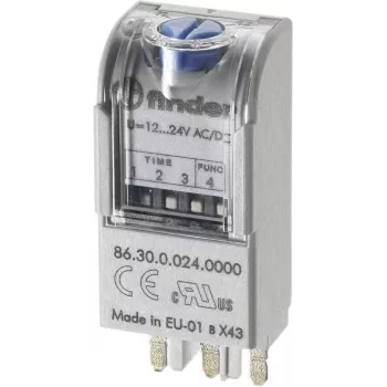FINDER 86.30 multifunktionell tidrelämodul, 24V AC/DC, 1 CO 16A, 8 funktioner, 0,05s-100h 863000240000T