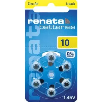 Renata ZA10 zink-luft PR70 hörapparatsbatteri 105 mAh 1,4 V 6-pack ZA10.DP6 0HG