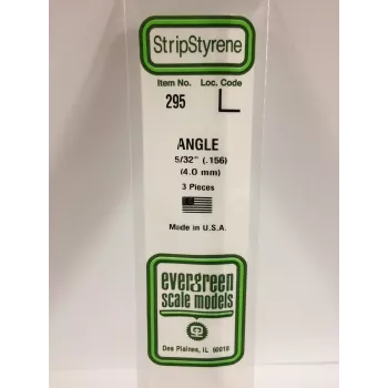 Evergreen polystyren L-profil 350 x 4 x 4 mm, 3 st., vit