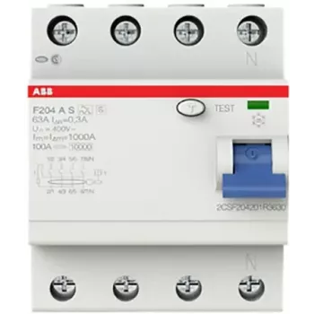 ABB F204AS-63/0.3 jordfelsbrytare 4P 63A 300mA typ A 2CSF204201R3630