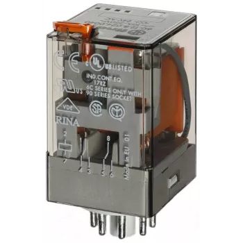 Finder industriellt relä 12 VAC 2,2 VA DPDT 10A 250VAC 2 CO insticksbart 60.12.8.012.0040
