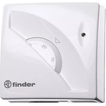 Finder 1T010 ytmonterad rumstermostat, 7 till 30 °C, vit