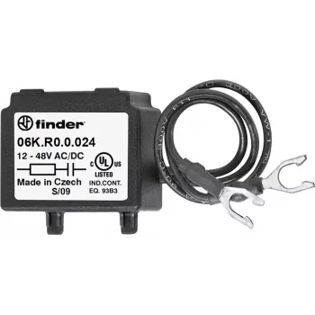 Finder 06K.R0.0.024 RC-släckmodul för reläspolar, 6-24V AC/DC, 100Ω + 0,1µF, insticksmodul