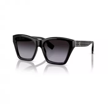 Burberry BE439130018G5 damsolglasögon, kvadratiska, acetat, svart båge, grå gradientglas, 54 mm