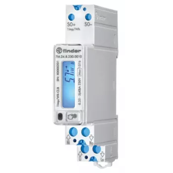 Finder 7M.24.8.230.0010 enfas energimätare MID, direktanslutning, 100 A, klass B, DIN-skena, S0-pulsutgång