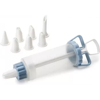 IBILI 104629 spritspås-set för bakverk, 18 cm, 6 rostfria munstycken, vit