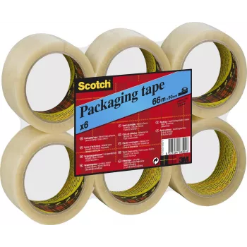 3M Scotch packtejp 6890, 50 mm x 66 m, transparent PVC, stark vidhäftning, ljudlös, 50 mikron - 1 rulle (PVC6RT)
